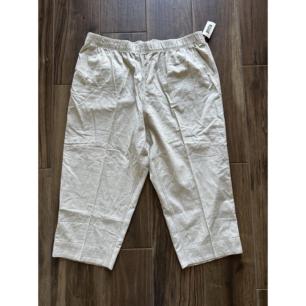 Duluth Trading Co Overeasy Lightweight Hemp Capris Tan Khaki Plus 20W 60976 SFX
